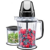 CHEFMAN 2-in-1 Food Processor and Portable Blender with 400 W Motor, 2-Tiered Blade System, Ice Crusher - Ideal for Smoothies, Purees, Chopped Vegetables and More - Large and Small Jars, Pulse