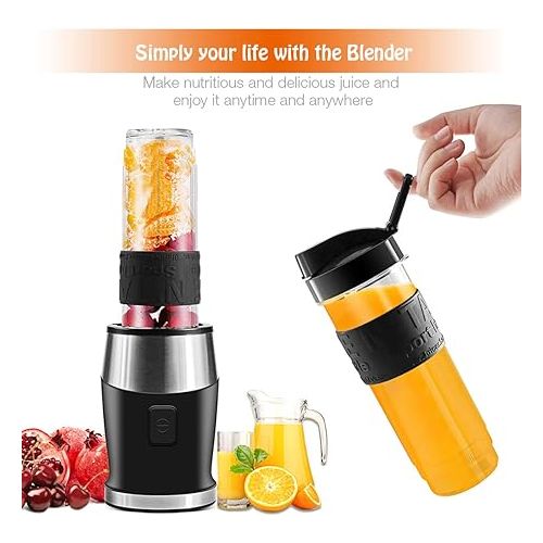  WAWORIO Blender Smoothie Maker, 700 Watt Stand Mixer, Smoothie Mixer, Multifunction Smoothie Maker, Meat Chopper, Ice Crusher/Coffee Grinder with 570 ml Sports Bottle, BPA-Free Tritan