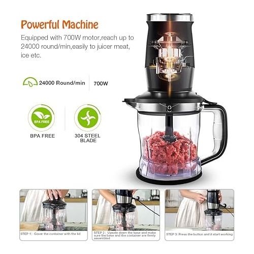  WAWORIO Blender Smoothie Maker, 700 Watt Stand Mixer, Smoothie Mixer, Multifunction Smoothie Maker, Meat Chopper, Ice Crusher/Coffee Grinder with 570 ml Sports Bottle, BPA-Free Tritan