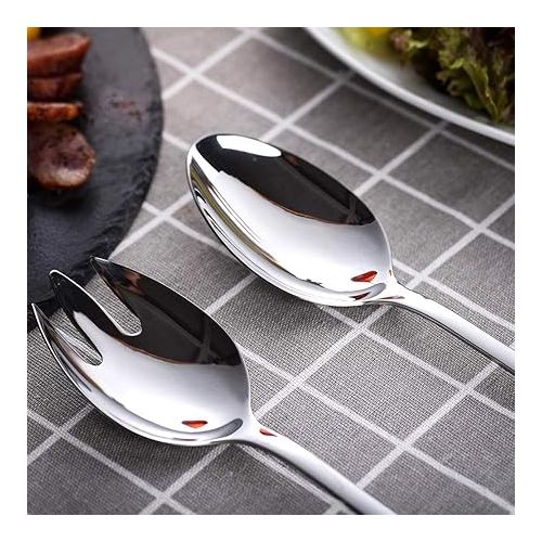  Salad Servers Set, 2 Pieces Stainless Steel Salad Spoons and 2 Pieces Stainless Steel Salad Forks for Kitchen, Dining Room