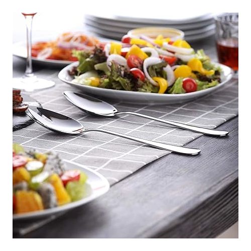  Salad Servers Set, 2 Pieces Stainless Steel Salad Spoons and 2 Pieces Stainless Steel Salad Forks for Kitchen, Dining Room