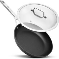 TLESS® Pan with Lid, Oven-Safe, Diameter 28 cm, Frying Pan and Universal Pan for Induction, Very Durable and Dishwasher Safe, Coated Pan in Black, Test Now