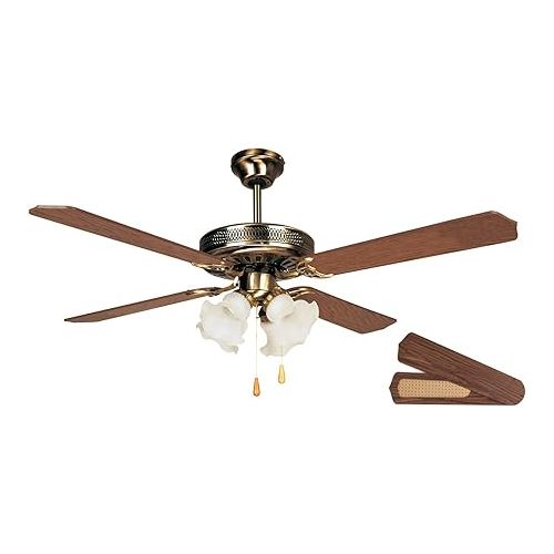  Orbegozo Ct Ceiling Fan with Light, 4 Reversible Blades, Diameter of 132 cm, 60 W Power Output and 3 Speeds wood