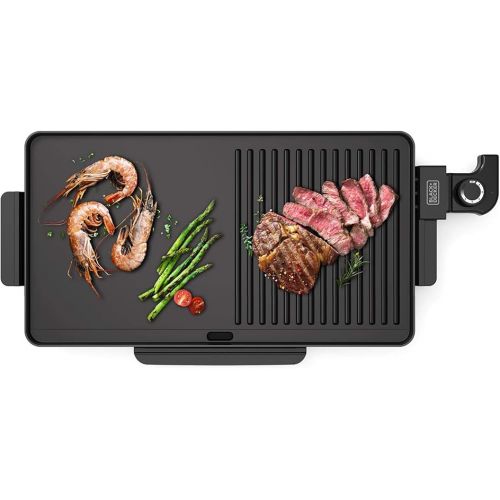  BLACK+DECKER BXGD2200E Grill Plate 2200 W Large Grill Surface 49 x 27 cm Grease Drip Tray Non-Stick Coating