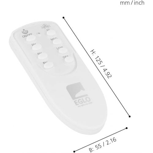  EGLO Ceiling Fan Remote Control Accessories for EGLO Fans Remote Control Plastic Matte White with Wall Bracket