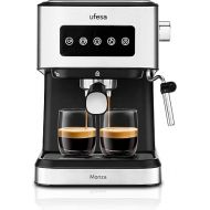 Ufesa Monza Espresso and Cappuccino Coffee Machine with 20 Bar Pressure, Digital Touch Panel, Swivel Steam Nozzle, for Ground Coffee or E.S.E. Pads, Cup Warmer Function, 1050 W, 1.5 L Water Tank