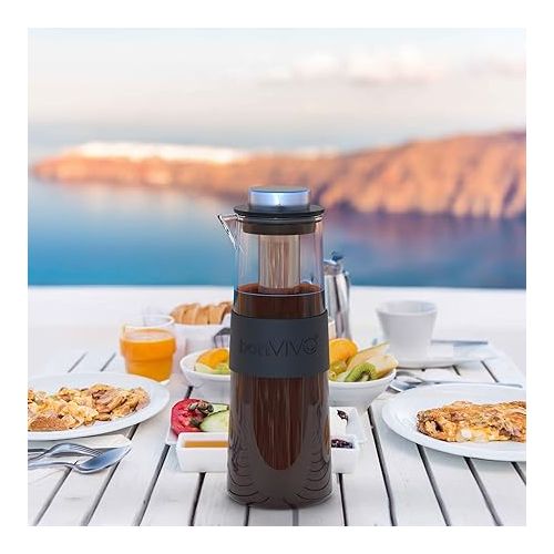  bonVIVO Cold Brew Coffee Maker - Coffee Maker with Glass Carafe Made of Borosilicate Glass and Stainless Steel Filter - Cold Brew Bottle for Coffee, Iced Coffee - Cold Brew Tea Maker - 1 Litre (4