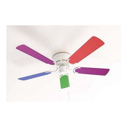  Pepeo - Kisa Ceiling Fan without Lighting | Fan with Pull Switch in White with Multicolour Reversible Blades, Diameter 105 cm (Colour: White, Multicolour/Pastel)