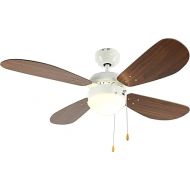 aireRyder - Classic Ceiling Fan with Lighting | Timeless Fan with Pull Switch with White Housing and Walnut Coloured Blades, 105 cm Diameter (Colour: White & Walnut)
