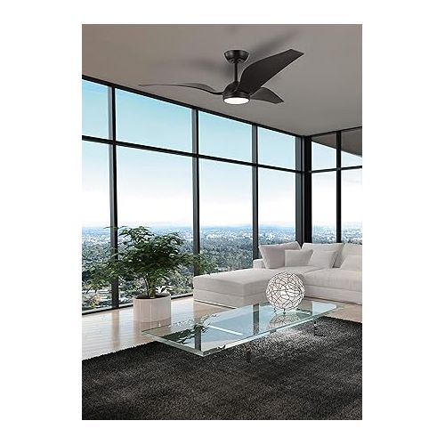  EGLO Mosteiros Ceiling Fan, 3-Blade Fan with Remote Control and Lighting, Summer Winter Operation, Natural Breeze, High-Quality ABS Plastic, Matte Black, DC Motor, Quiet, Diameter 142 cm