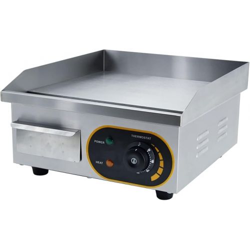  MOOTACO Grill Plate Electric Smooth Frying Plate, Professional Gastro Electric Grill Plate with 35.5 x 30 cm Cast Iron Grill Surface 1500 W for Restaurants, Kitchen, Commerce, Household etc.