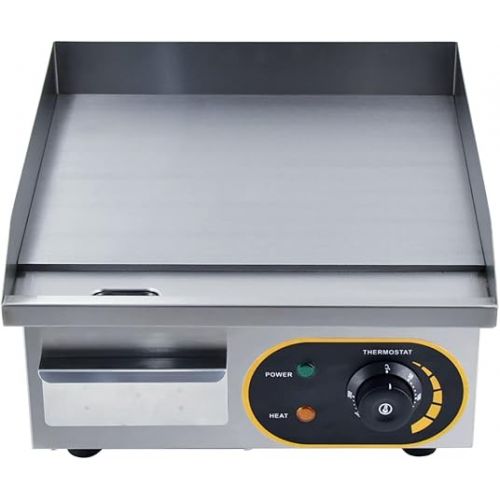  MOOTACO Grill Plate Electric Smooth Frying Plate, Professional Gastro Electric Grill Plate with 35.5 x 30 cm Cast Iron Grill Surface 1500 W for Restaurants, Kitchen, Commerce, Household etc.