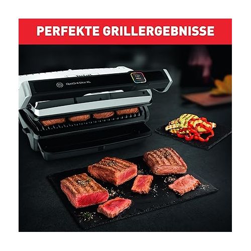  Tefal OptiGrill Elite XL - electric grill for the automatic kitchen with 16 automatic programs, freezer function, meat, well marked, manual mode, stainless steel, black GC760D12