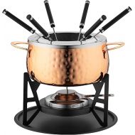 MASER 931931 Fondue Set for 6 People, Ideal for Meat Fondue, 11-Piece Fondue Set in Copper Colour Including Fondue Forks and Fondue Burner, in Pretty Gift Box, Stainless Steel, 2 Litres