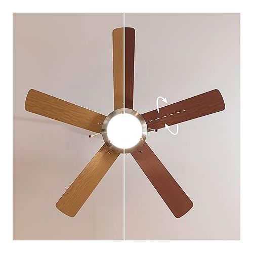  Cecotec EnergySilence Aero 540 Ceiling Fan 60 W Diameter 132 cm LED Light 5 Reversible Blades 3 Speed Winter Function Two Tone Wood Effect