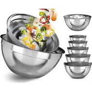 VESTAhome Stainless Steel Bowl Set of 5 with Airtight Lid (1.3 to 6.0 Litres) - Mixing Bowl & Salad Bowl with Scale - Stainless Steel Bowls with Silicone Base