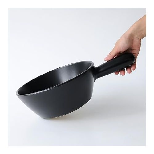  Alessi Mami Fondue Topf fur Kase aus Keramik schwarz, Edelstahl, 24 cm