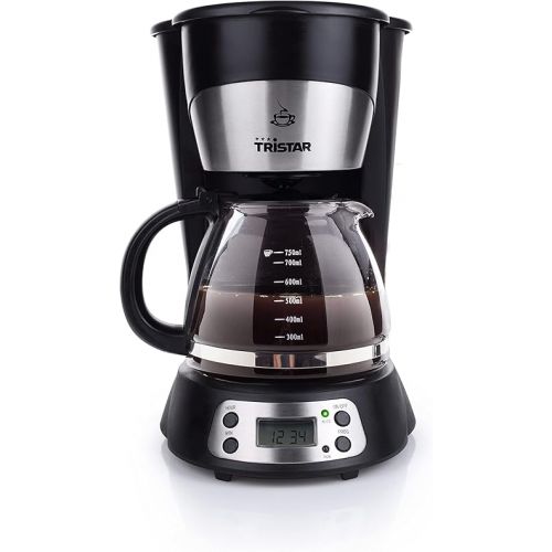  Tristar CM-1235 Coffee Machine with 0.75 L Capacity - for 7-8 Cups with Digital Timer and Keep Warm Function, Black