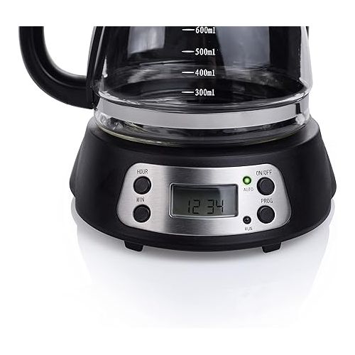  Tristar CM-1235 Coffee Machine with 0.75 L Capacity - for 7-8 Cups with Digital Timer and Keep Warm Function, Black