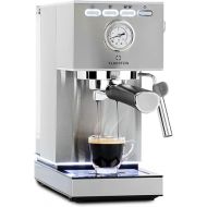 Klarstein Pausa Espresso Maker, Portafilter Machine with 1350 Watt, Espresso Machine, 20 Bar Pressure, Coffee Machine with Water Tank: 1.4 Litres, Stainless Steel, Silver