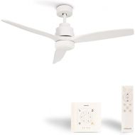 CREATE Windstylance Ceiling Fan White with Remote Control and Wall Switch, White Blades / 40 W, 2 Heights, Diameter 132 cm, 6 Speeds, Timer, DC Motor, Summer Winter Operation