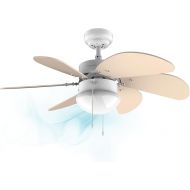 Cecotec EnergySilence 3600 Vision SunLight Ceiling Fan, 50 W, Diameter 92 cm, Lamp, 3 Speeds, 6 Reversible Blades, Summer/Winter Function, Pull Switch, White/Yellow