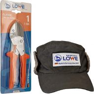 Original LOWE 1 Professional Anvil Secateurs 1.104 with Stainless Steel Blade and Non-Stick Coating & Warm Lined Winter Hat, Ideal for Winter Gardening