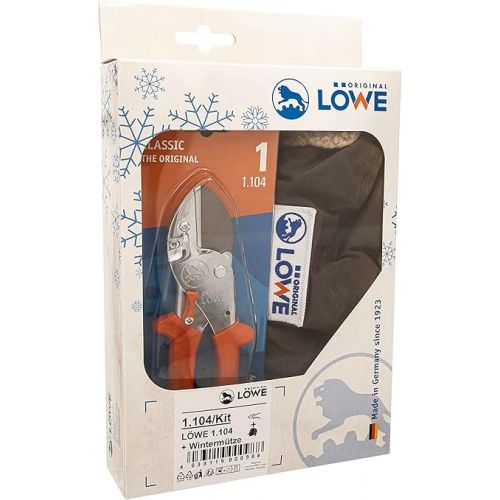  Original LOWE 1 Professional Anvil Secateurs 1.104 with Stainless Steel Blade and Non-Stick Coating & Warm Lined Winter Hat, Ideal for Winter Gardening