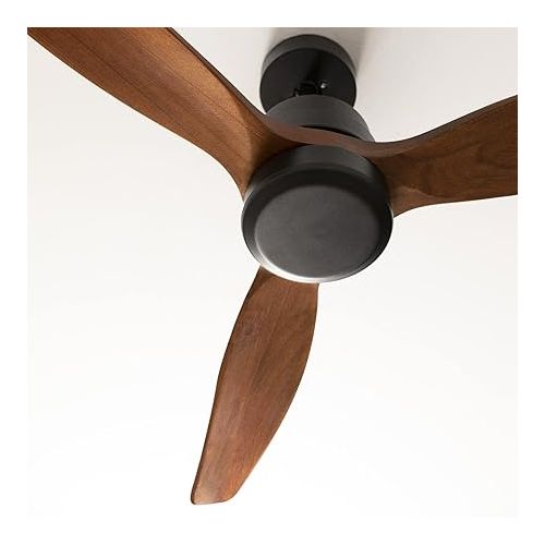  CREATE Windstylance Ceiling Fan Black Dark Wood Wings with Wall Switch and Remote Control 40 W Quiet Diameter 132 cm 6 Speeds Timer Summer Winter Operation Double Height