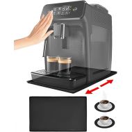 Xespis Coffee Machine Mat, Silicone Mat with Edge, 47 x 29 cm, Fully Automatic Coffee Machine Mat, Non-Slip and Waterproof, Underlay for Coffee Machine, Food Processor + 2 Coasters, Black