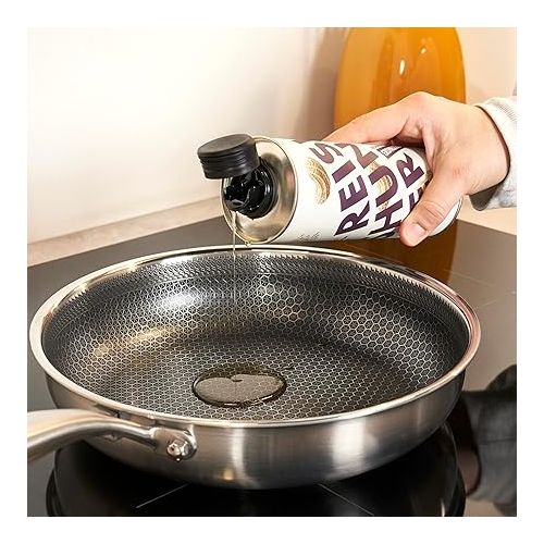  Reishunger Premium stainless steel pan with non-stick coating (diameter 28 cm) - oven-safe up to 220 degrees - perfect for gentle frying on all types of cookers