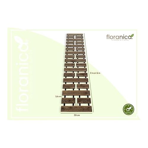  Floranica Garden Path, Wooden Step, Garden Step, Garden Wooden Path, Rollable Garden Step, Garden Rolling Paths, Decorative Wooden Steps Made of Larch Wood, Length: 6 m, Width: 50 cm, Colour: Brown