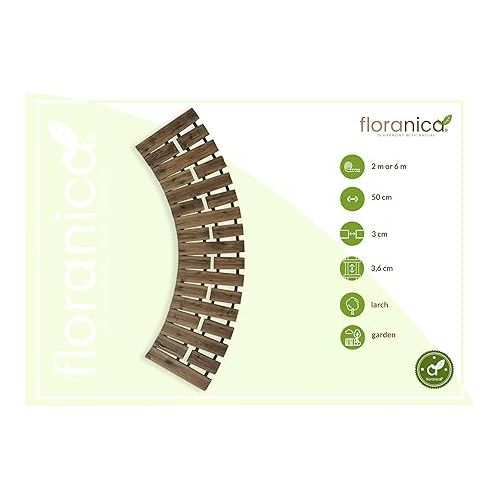  Floranica Garden Path, Wooden Step, Garden Step, Garden Wooden Path, Rollable Garden Step, Garden Rolling Paths, Decorative Wooden Steps Made of Larch Wood, Length: 6 m, Width: 50 cm, Colour: Brown