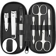 Solingen Manicure Set - Comparison Winner - Genuine Leather Case Handy and Soft - 7 Piece Complete Set for Men and Women marQus Made of Shiny Nickel-Plated Polished Steel