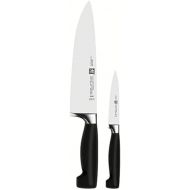 ZWILLING Vier Sterne Messerset, 2-teilig (Kochmesser 20cm, Spickmesser 10cm), Rostfreier Spezialstahl, Ergonomischer Kunststoff-Griff, Schwarz [Made in Germany]