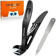 Angle Head Nail Clippers for Seniors - DRMODE Ergonomic Nail Clippers for Thick Nails, Premium Steel Toenail Clippers Nail Clipper with Collection Container for Men and Women - Black