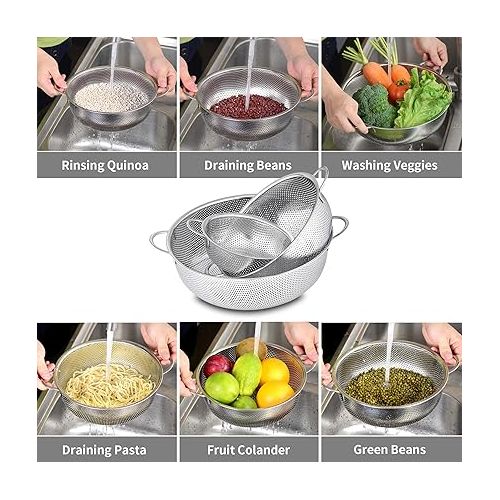  Velaze stainless steel mixing bowl, salad bowl set, 3 set/5 set serving bowl, sieve set of 3