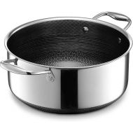 HexClad Dutch Oven Dish 4.7 Litre Non Stick Stainless Steel Lid Dishwasher and Oven Safe Induction Compatible with All Hobs