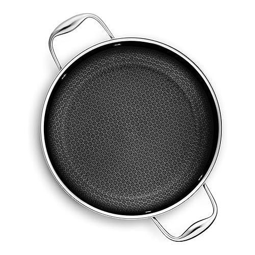  HexClad Dutch Oven Dish 4.7 Litre Non Stick Stainless Steel Lid Dishwasher and Oven Safe Induction Compatible with All Hobs