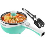 Audecook Electric Pot, 1.7L Electric Frying Pan Travel Portable Pot, Mini Electric Skillet for Dorm Non-Stick Coating, Hot Pot Electric Perfect for Ramen/Steak/Egg/Fry/Soup/Oatmeal (Green)