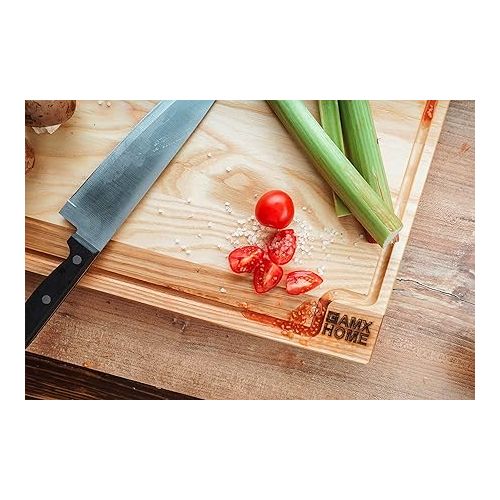  AMX Home Premium wooden chopping board, ideal for chopping and cutting, serving board, knife-friendly and durable, juice groove wood