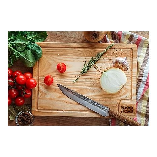  AMX Home Premium wooden chopping board, ideal for chopping and cutting, serving board, knife-friendly and durable, juice groove wood