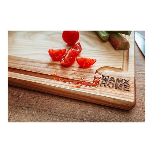  AMX Home Premium wooden chopping board, ideal for chopping and cutting, serving board, knife-friendly and durable, juice groove wood