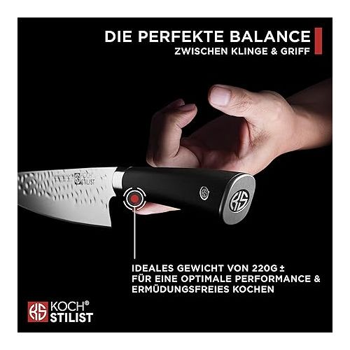  KOCHSTILIST® Premium Chef's Knife 20 cm [+ Gift Box] Cooking & Kitchen Knife with High Cutting Performance and Elegant Design - Chef's Knife & Utility Knife Made of Sharp X75 Carbon Steel Plus