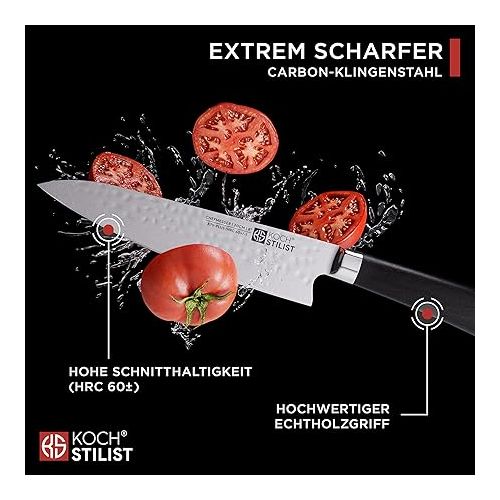  KOCHSTILIST® Premium Chef's Knife 20 cm [+ Gift Box] Cooking & Kitchen Knife with High Cutting Performance and Elegant Design - Chef's Knife & Utility Knife Made of Sharp X75 Carbon Steel Plus