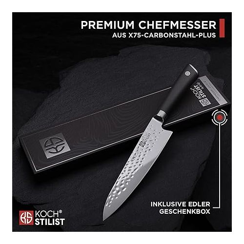  KOCHSTILIST® Premium Chef's Knife 20 cm [+ Gift Box] Cooking & Kitchen Knife with High Cutting Performance and Elegant Design - Chef's Knife & Utility Knife Made of Sharp X75 Carbon Steel Plus