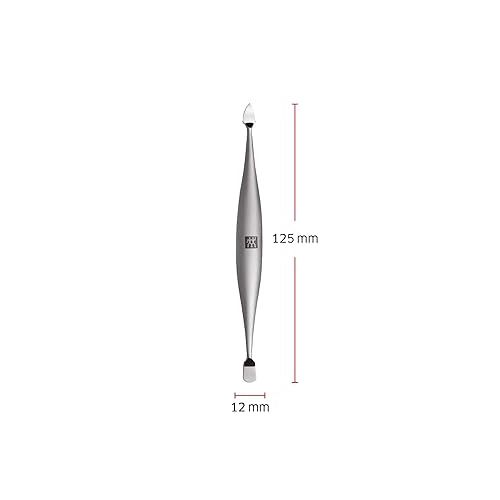  ZWILLING Nagelhautschieber (Nagelreiniger, Doppelinstrument, fur Naturliche und Kunstliche Nagel Geeignet), Premium, Silber, 125 mm