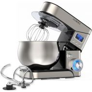 KB-Elements Food Processor 2000 W, Kneading Machine with 5 L Bowl, Stainless Steel Kitchen Machine, 6 Speeds, Dough Hook, Whisk, Splash Guard, Mixer, Dough Machine