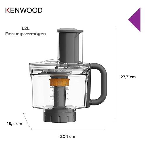  Kenwood MultiPro KAH65.000PL Multi-Chopper Accessory for Kenwood Chef & Chef XL Food Processors, 5 Working Discs for Grating, Grating, Cutting, Stainless Steel Knife, 1.2 L Capacity, Silver