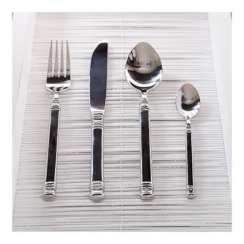  Riviera Maison Cutlery set 1 person, cutlery set 4 pieces, polished stainless steel, shiny, silver cutlery, dishwasher safe, dinner cutlery - Bon Appetit - stainless steel - tablespoon, knife, fork